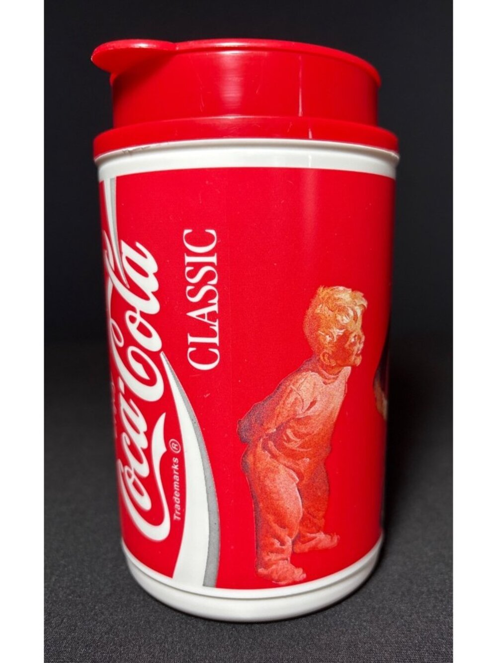 Whirley Coca-Cola Classic Christmas 1995 Sundblom Santa Plastic Mug Red Vintage - Picture 5 of 13